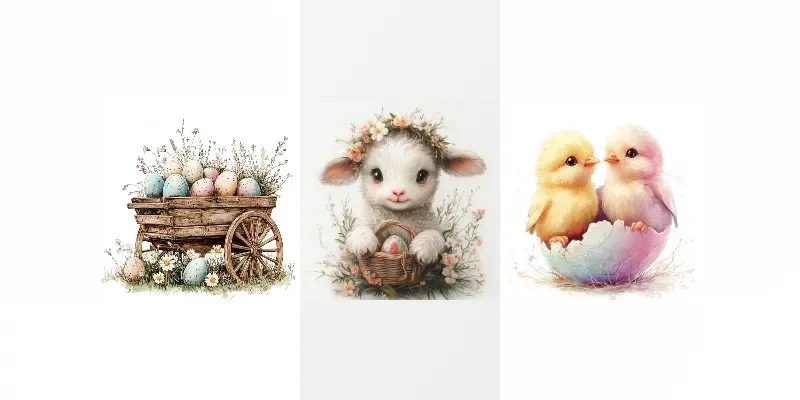 Whimsical Pastel Easter Cliparts