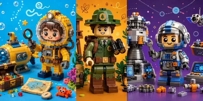 Playful Brick Toy Character Scenes generated by undefined