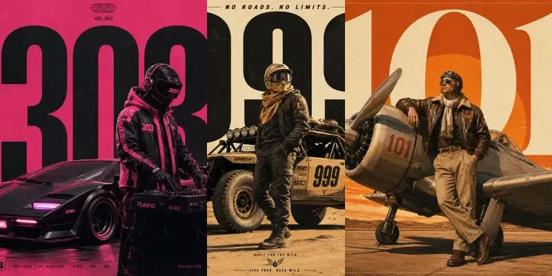 Retro Numeric Poster Riders generated by undefined