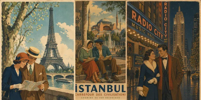 Vintage Couple Travel Posters generated by undefined