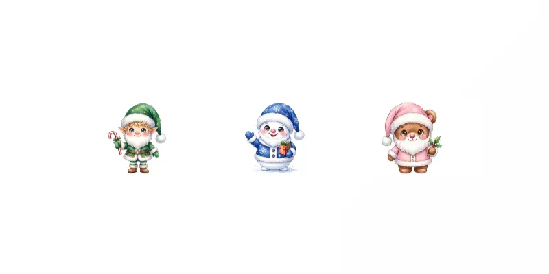 Chibi Watercolor Santa Claus Cliparts generated by undefined
