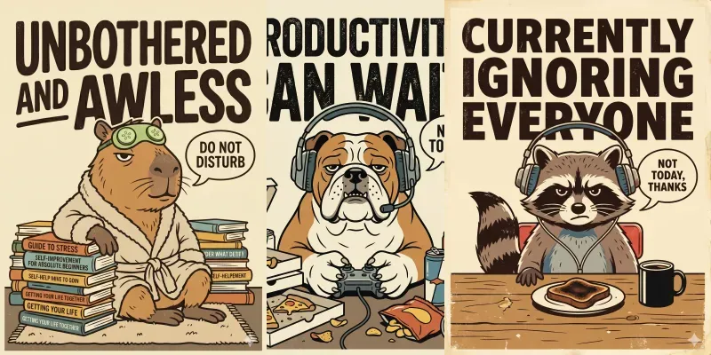 Retro Sarcastic Animal Posters generated by undefined