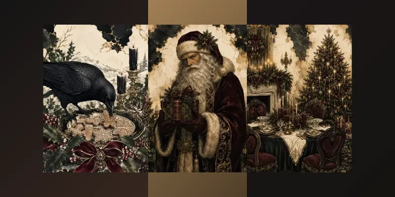 Dark Gothic Christmas Junk Journal Pages generated by undefined