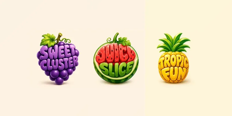 Glossy 3D Fruit Typography Logos generated by undefined