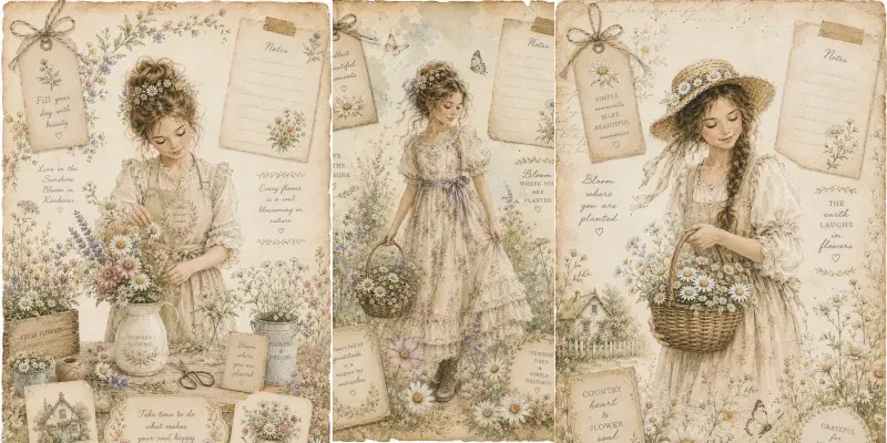 Summer Daisy Junk Journal Pages generated by undefined