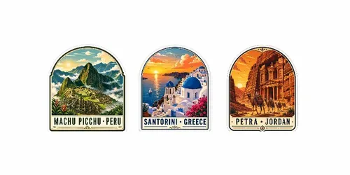 Vintage Travel Landmark Stickers generated by chatgpt-image