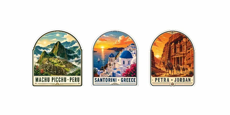 Vintage Travel Landmark Stickers generated by undefined