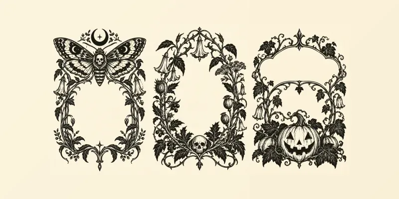 Gothic Halloween Bookplate Designs
