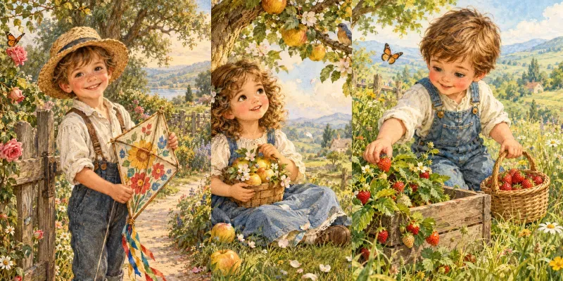 Whimsical Vintage Child Art