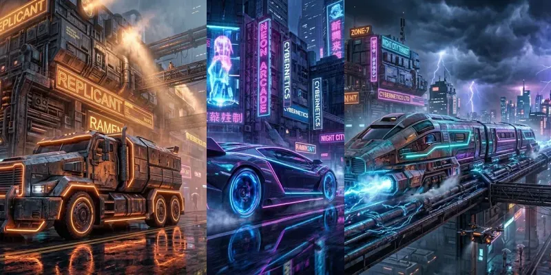 Cyberpunk Neon Vehicle Scene Generator generated by undefined