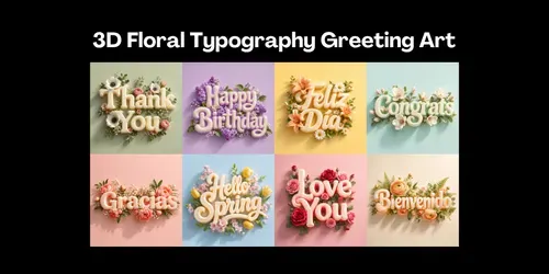 3D Floral Typography Greeting Art generated by chatgpt-image