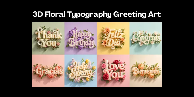 3D Floral Typography Greeting Art generated by undefined