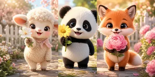 Cute Baby Animal Flower Poses generated by chatgpt-image