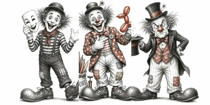 Funny Clown Sketches generated by undefined