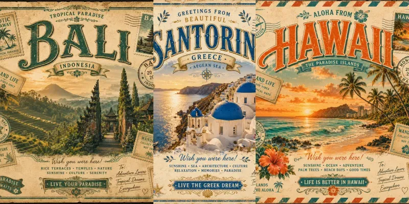 Vintage Summer Postcard Generator generated by undefined