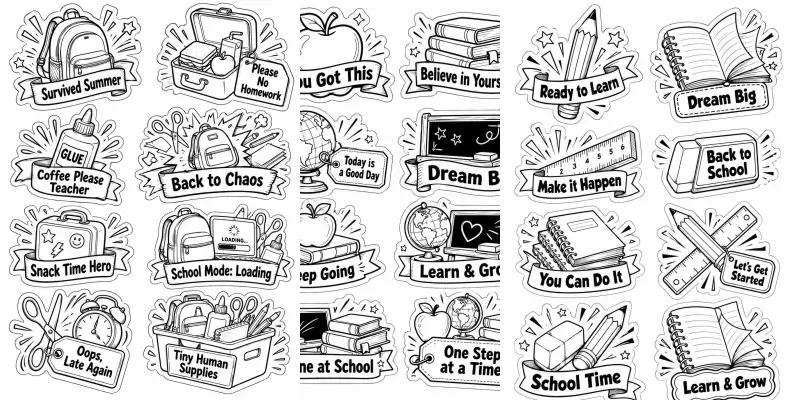 Back To School Popup Stickers Pngs generated by undefined