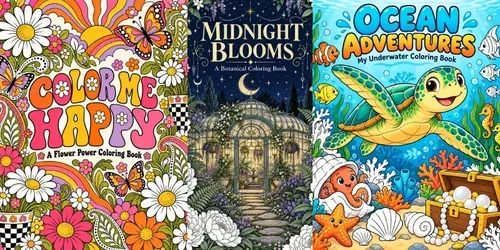Whimsical Coloring Book Covers generated by chatgpt-image