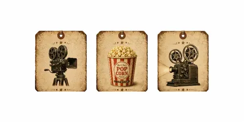 Vintage Retro Cinema Tags Sets generated by chatgpt-image