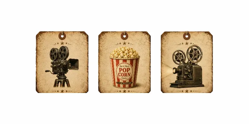 Vintage Retro Cinema Tags Sets generated by undefined
