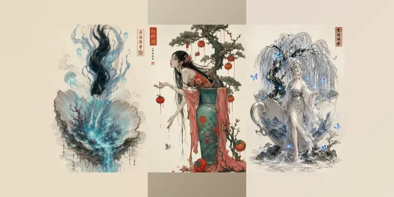 Surreal Ukiyo E Fantasy Portraits generated by undefined