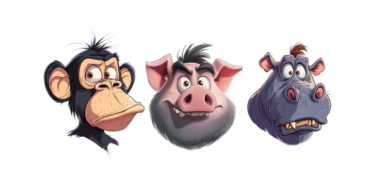 Grotesque Cartoon Animal Caricatures generated by undefined