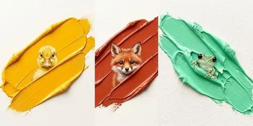 Impasto Baby Animal Wall Art generated by gemini-image