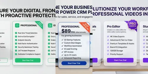 Saas Pricing UI Comparison Layouts generated by gemini-image