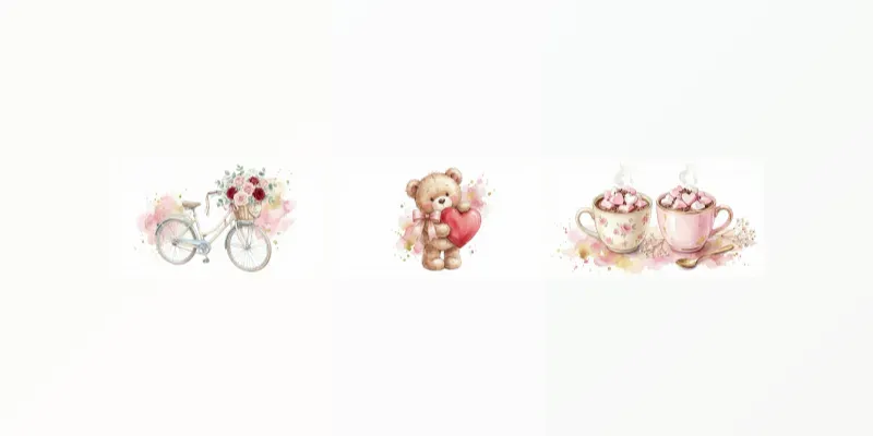 Valentines Romantic Watercolor Clipart generated by undefined