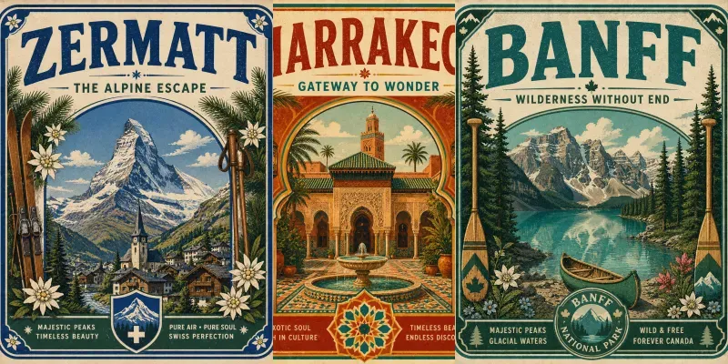 Vintage Travel Label Poster Makers generated by undefined