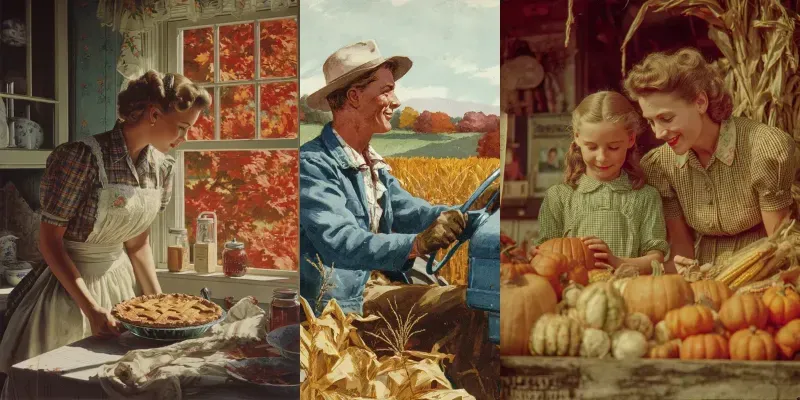 Autumn Harvest Retro Wall Art Posters generated by undefined