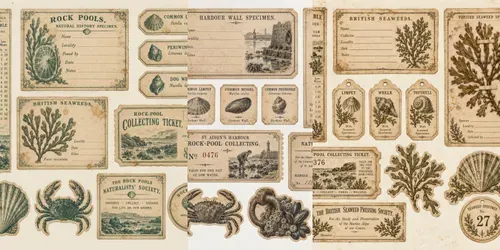 Seaside Naturalist Ephemera Sheets generated by chatgpt-image
