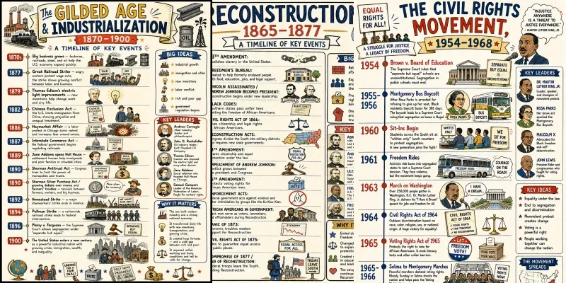 Us History Timelines Sketchnotes generated by undefined