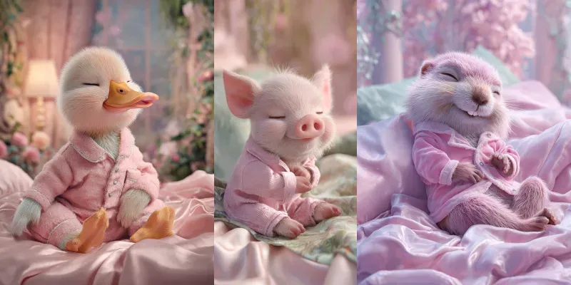 Dreamy Baby Animals In Pajamas generated by undefined