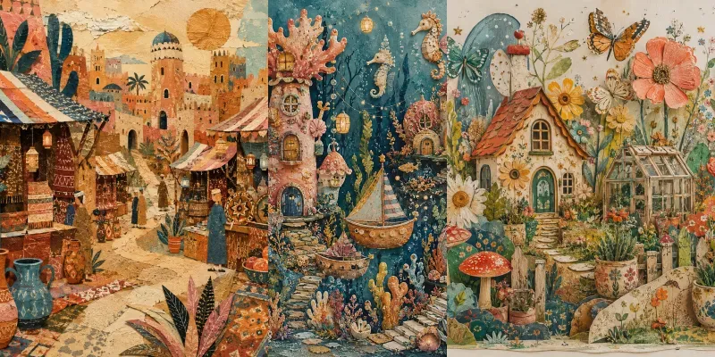 Whimsical Cosmic Folk Art generated by undefined