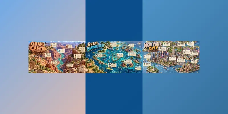 3D Isometric Travel Diorama Maps