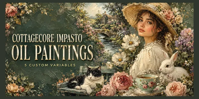 Cottagecore Impasto Floral Oil Paintings generated by undefined