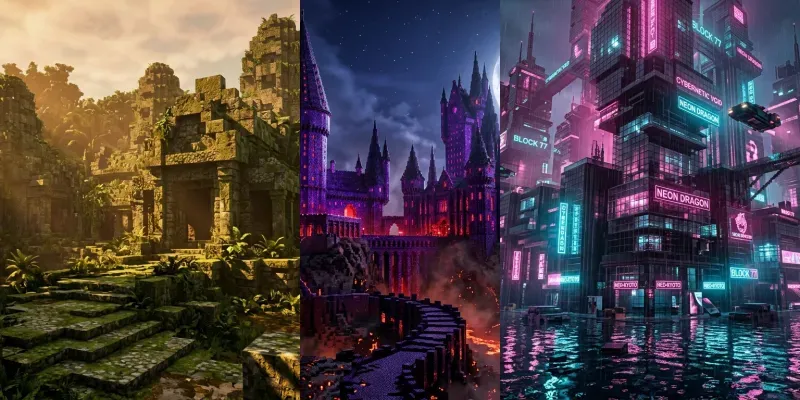 Hyperrealistic Cinematic Voxel Worlds generated by undefined