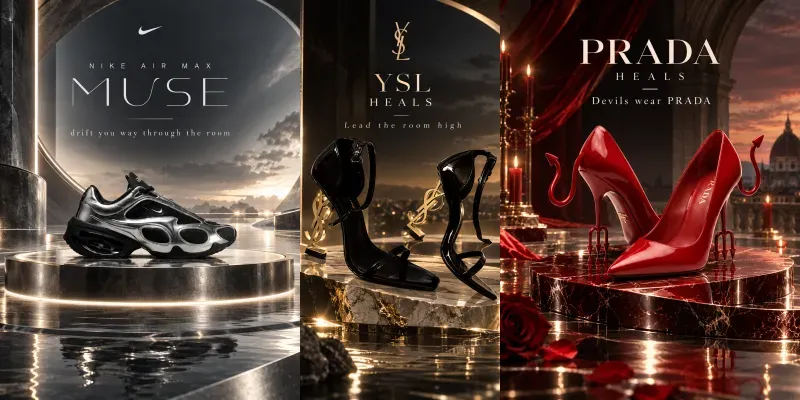Futuristic Luxury Shoe Ads