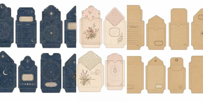 Junk Journal Pocket Envelope Sheets generated by undefined