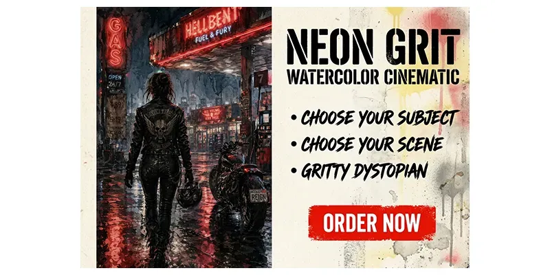 Neon Grit Watercolor Cinematics generated by undefined