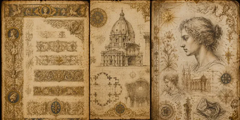 Renaissance Manuscript Junk Journal Pages generated by undefined