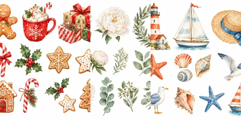 Watercolor Clipart Sheets For Crafters