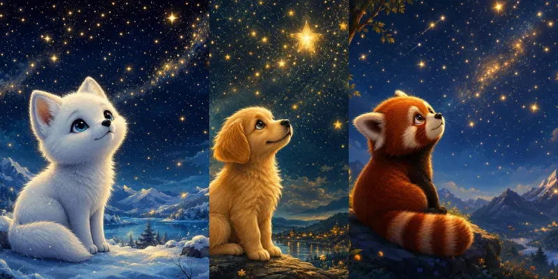 Dreamy Animals Under The Stars generated by undefined