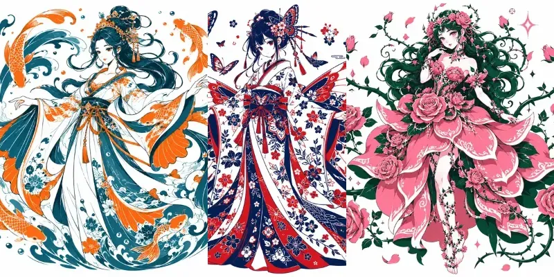 Ornate Tri Color Vector Characters generated by undefined