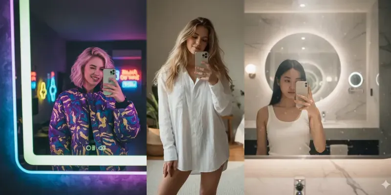 Aesthetic Mirror Selfies Photography generated by undefined