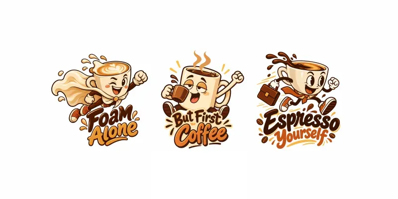 Funny Coffee Character Tshirt Designs