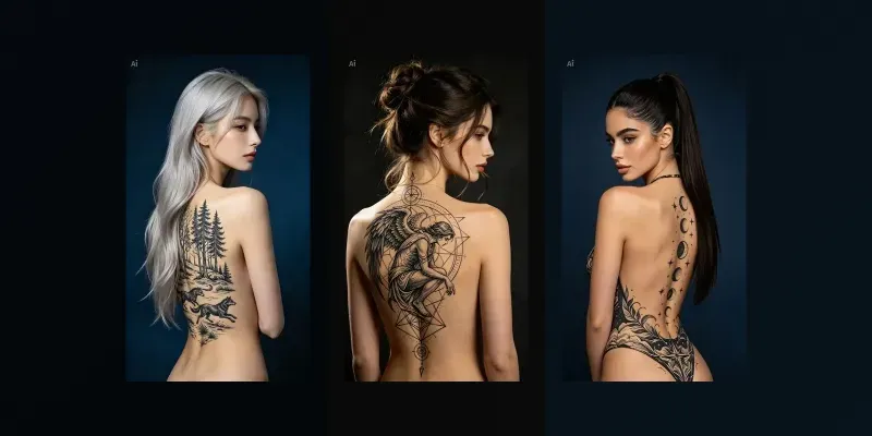 Back Tattoo Girls Portrait Series generated by undefined