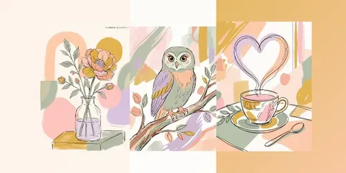 Pastel Line Art Editorials generated by gemini-image