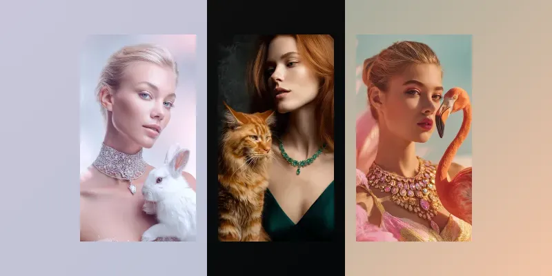 Jewelry Ad Generator With Model Animals generated by undefined