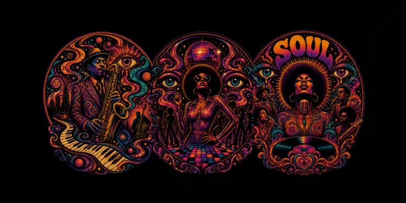 Retro Psychedelic Music Tshirts generated by undefined